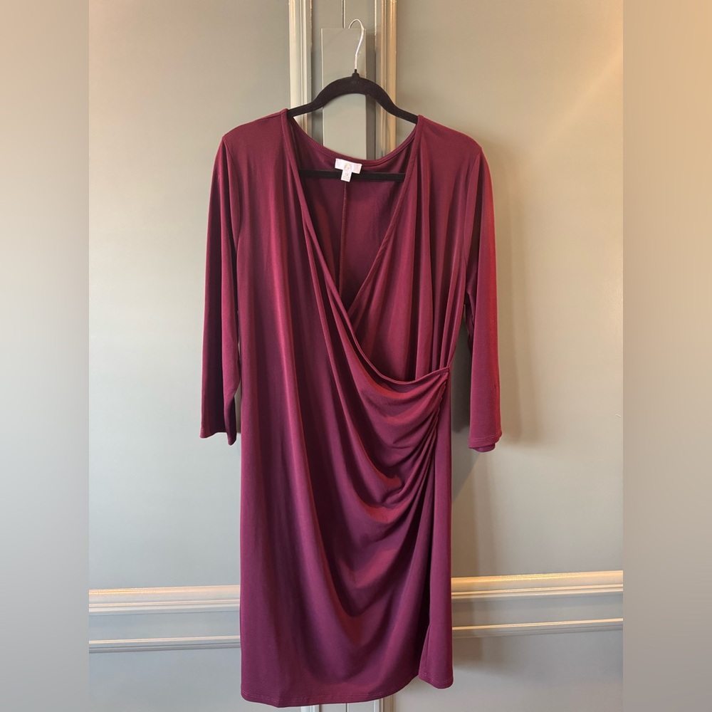 Elegant Burgundy Draped Dress